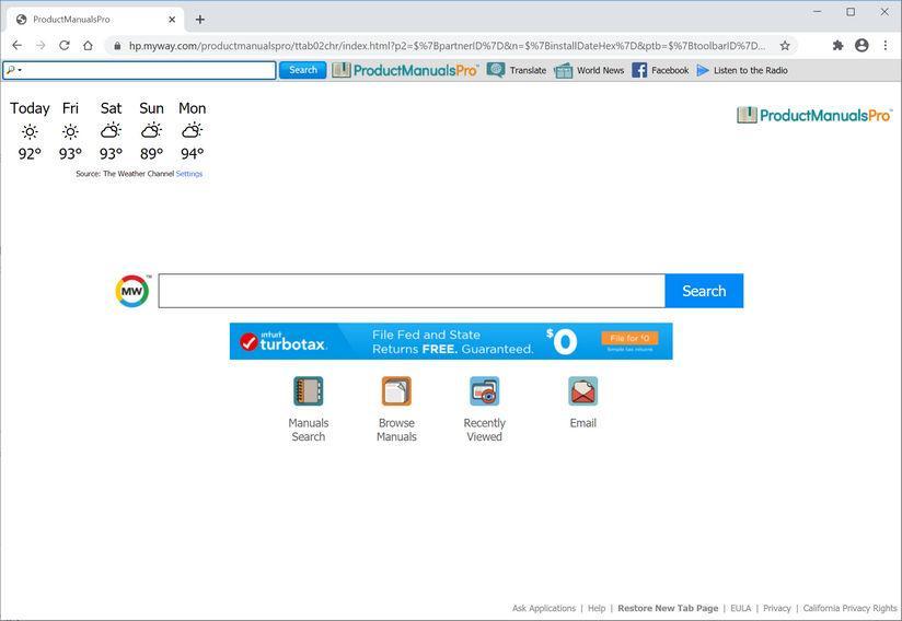 Image: Chrome browser is redirected to ProductManualsPro