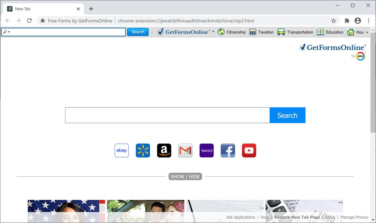 Image: Chrome browser is redirected to FormFinderHQ