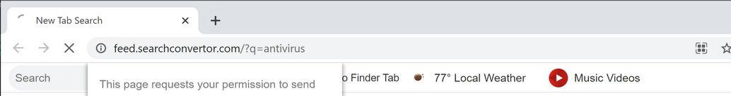 Image: Chrome browser is redirected to SearchConvertor Search
