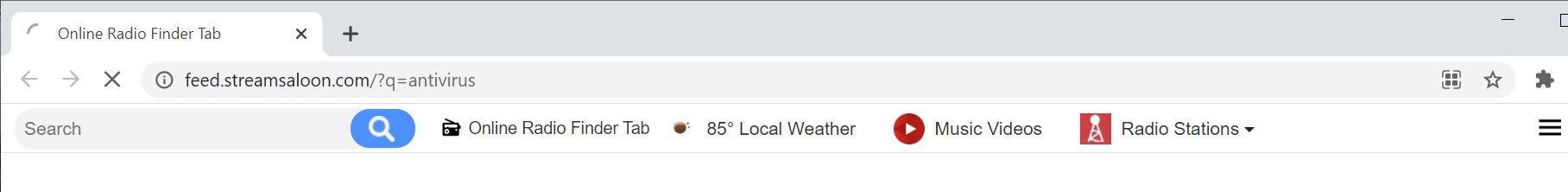 Image: Chrome browser is redirected to StreamSaloon Search