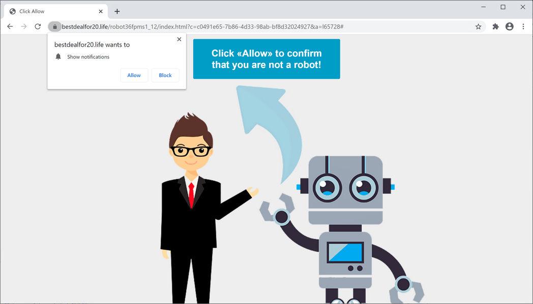 Image: Chrome browser is redirected to Bestdealfor20.life