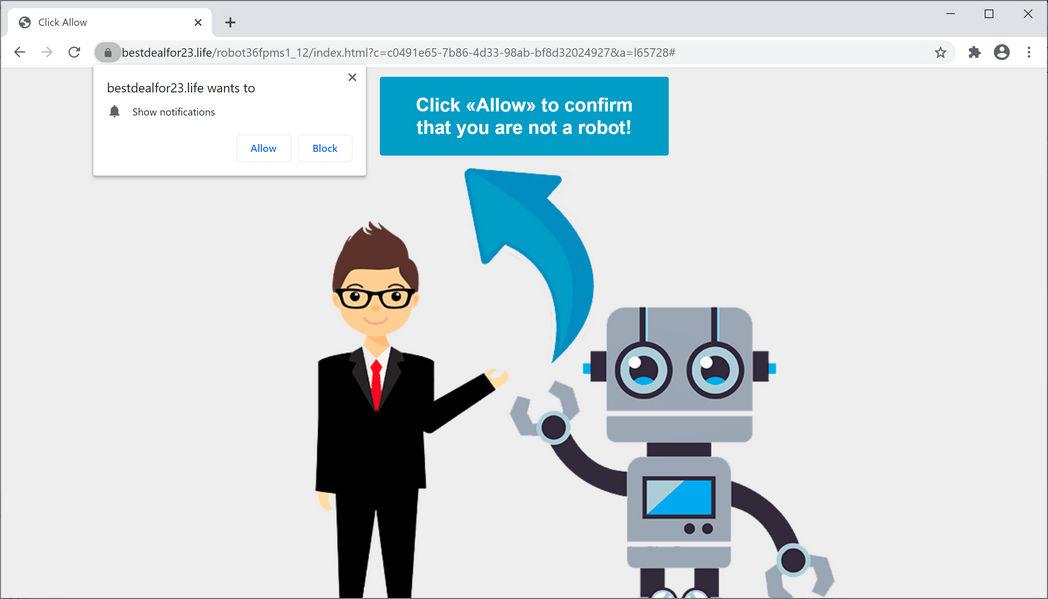 Image: Chrome browser is redirected to Bestdealfor23.life