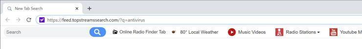 Image: Chrome browser is redirected to TopStreamsSearch Search