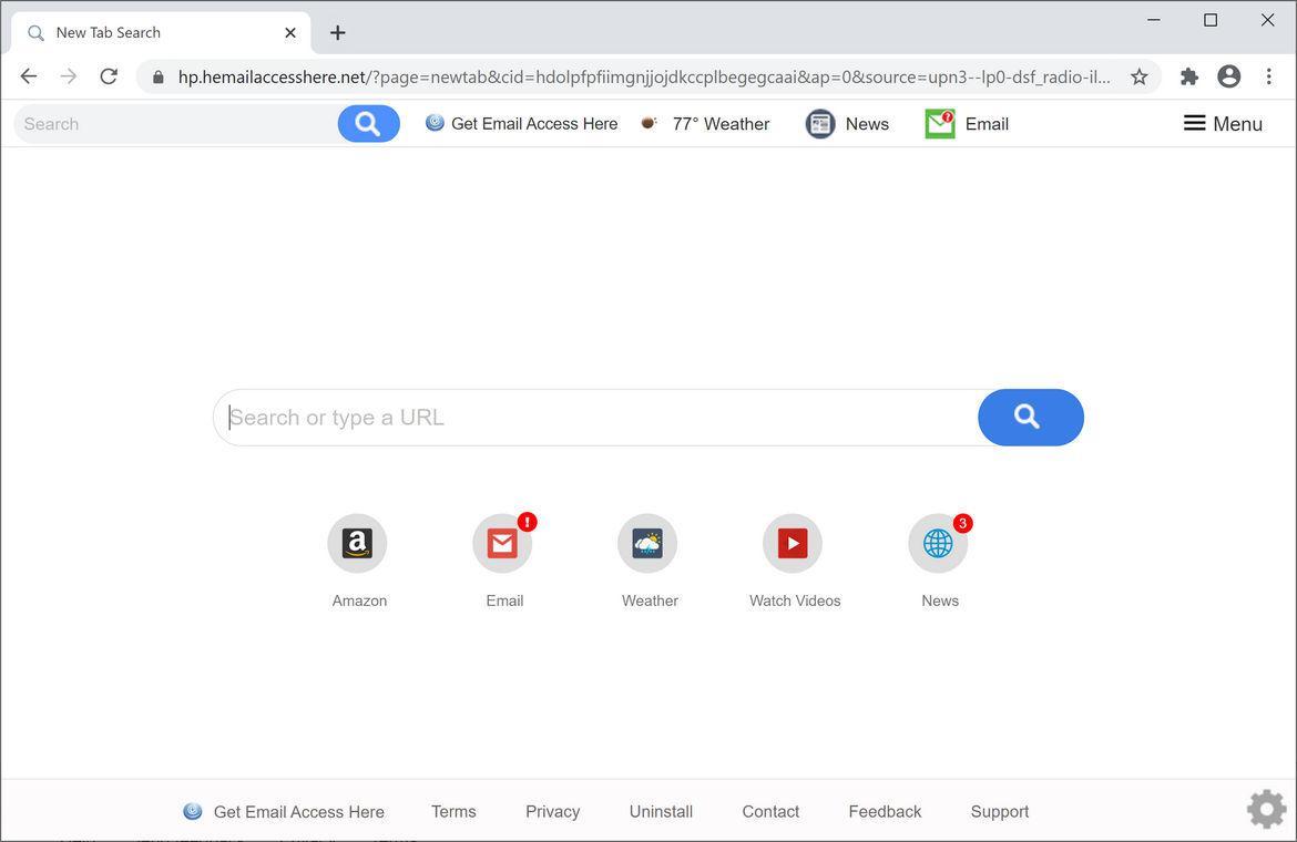Image: Chrome browser is redirected to Get Email Access Here