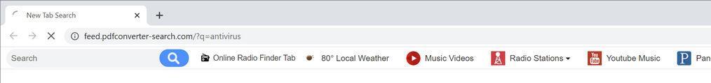 Image: Chrome browser is redirected to PDFConverterSearch Search