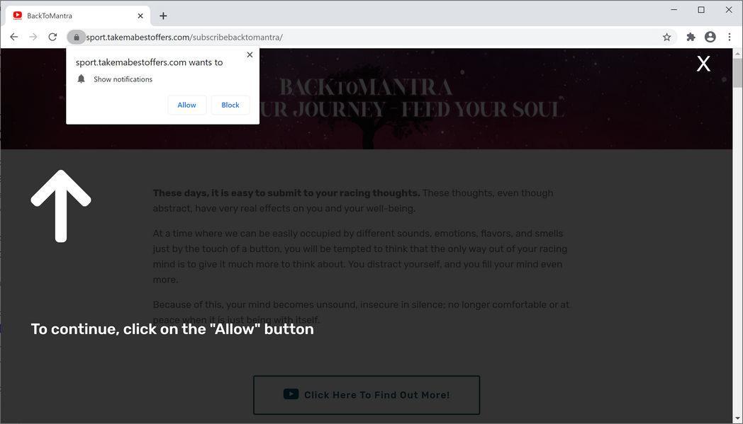 Image: Chrome browser is redirected to Takemabestoffers.com
