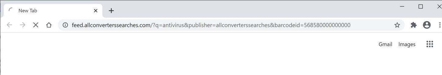 Image: Chrome browser is redirected to AllConvertersSearches Search