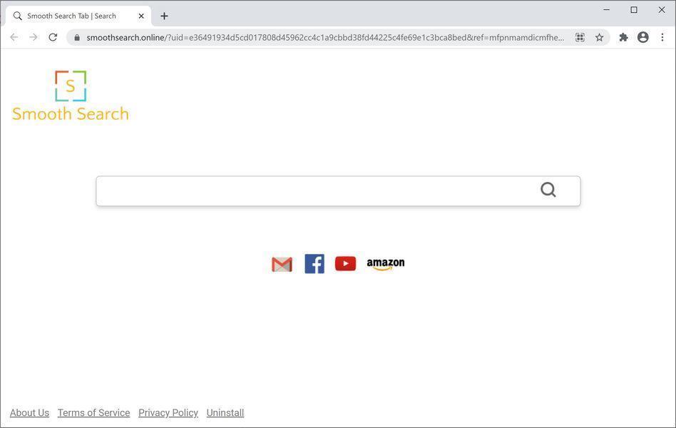 Image: Chrome browser is redirected to Smooth Search Tab