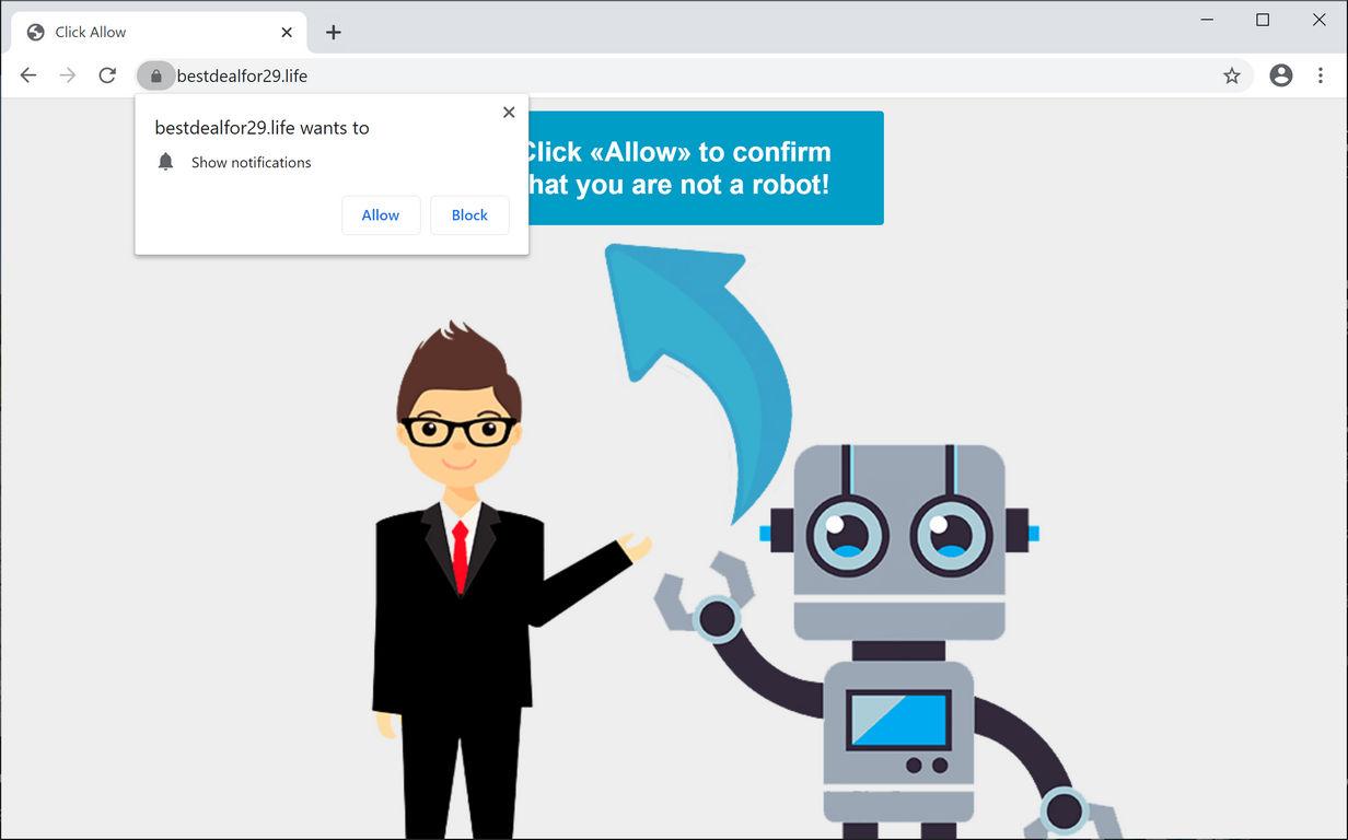 Image: Chrome browser is redirected to Bestdealfor29.life