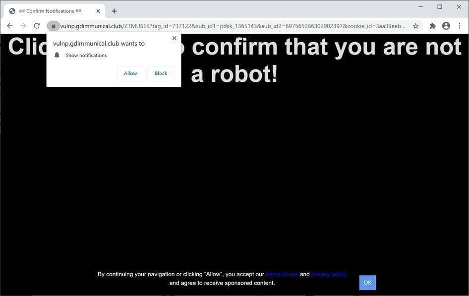 Image: Chrome browser is redirected to Gdimmunical.club