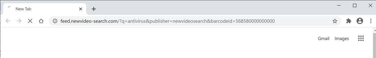 Image: Chrome browser is redirected to NewVideoSearch Search