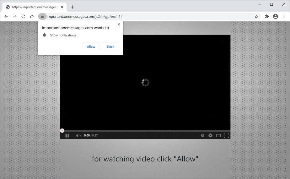 Image: Chrome browser is redirected to Onemessages.com