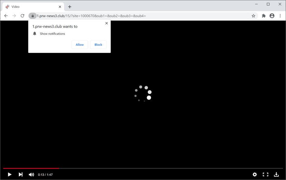 Image: Chrome browser is redirected to Prw-news3.club