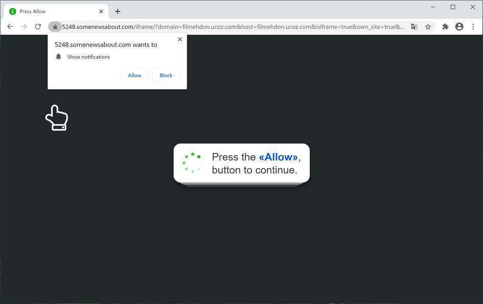 Image: Chrome browser is redirected to Somenewsabout.com
