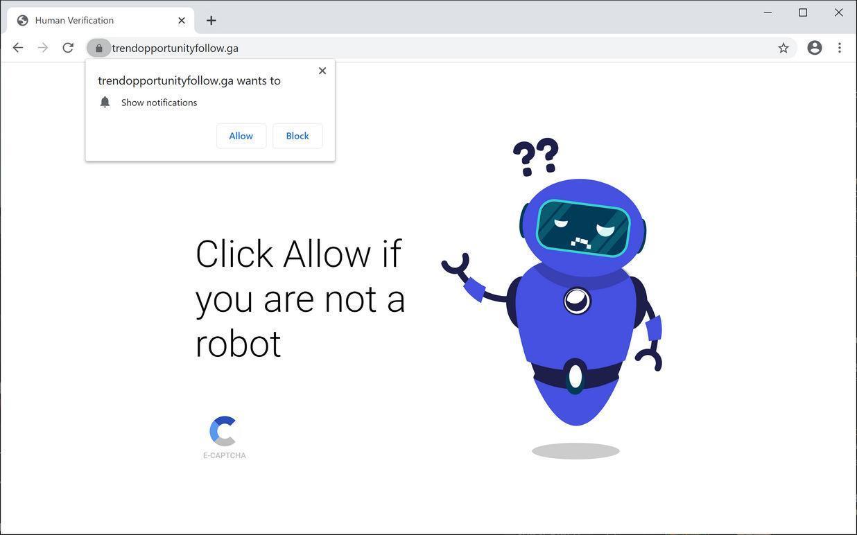 Image: Chrome browser is redirected to Trendopportunityfollow.ga