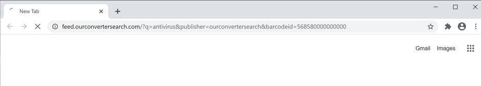 Image: Chrome browser is redirected to OurConverterSearch Search
