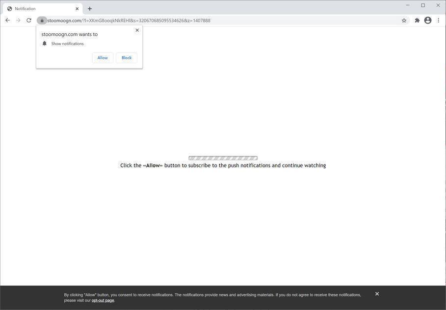 Image: Chrome browser is redirected to Stoomoogn.com