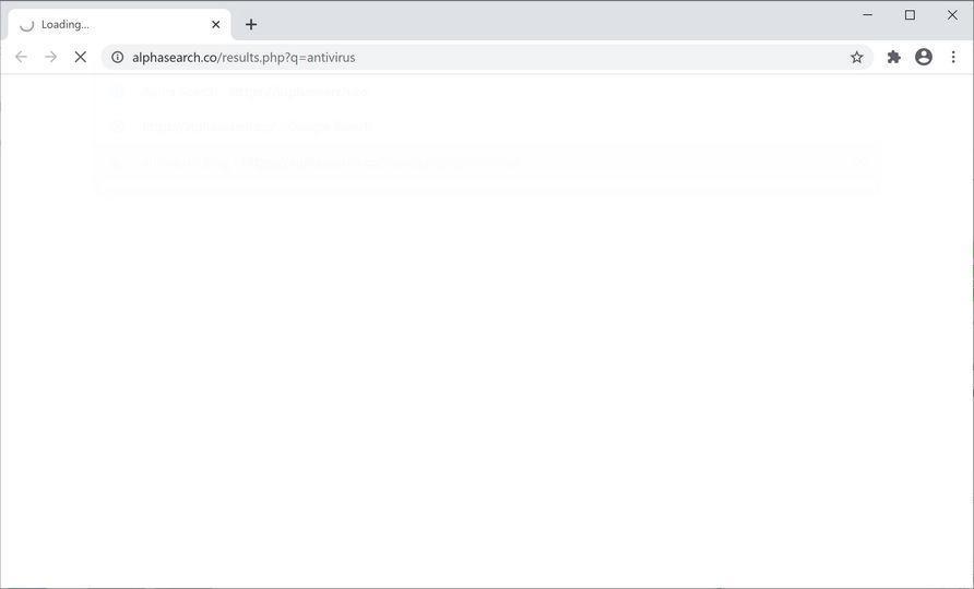 Image: Chrome browser is redirected to Alphasearch.co