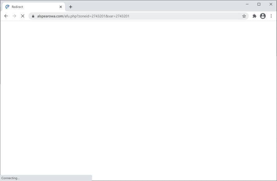 Image: Chrome browser is redirected to Alspearowa.com