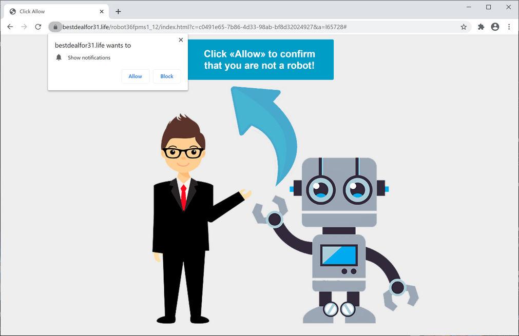 Image: Chrome browser is redirected to Bestdealfor31.life