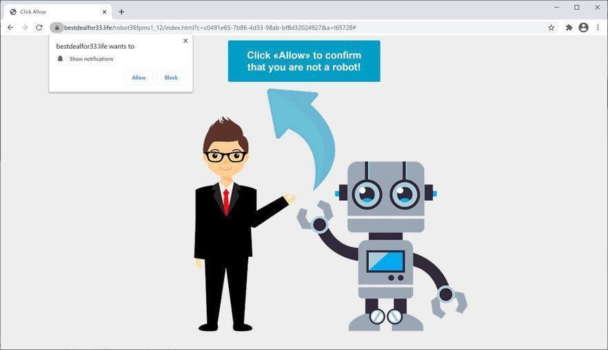 Image: Chrome browser is redirected to Bestdealfor33.life