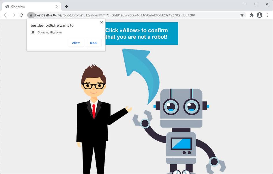 Image: Chrome browser is redirected to Bestdealfor36.life