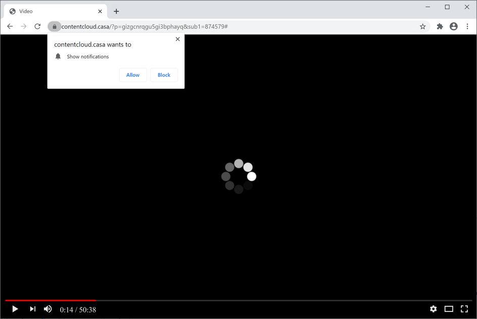 Image: Chrome browser is redirected to Contentcloud.casa