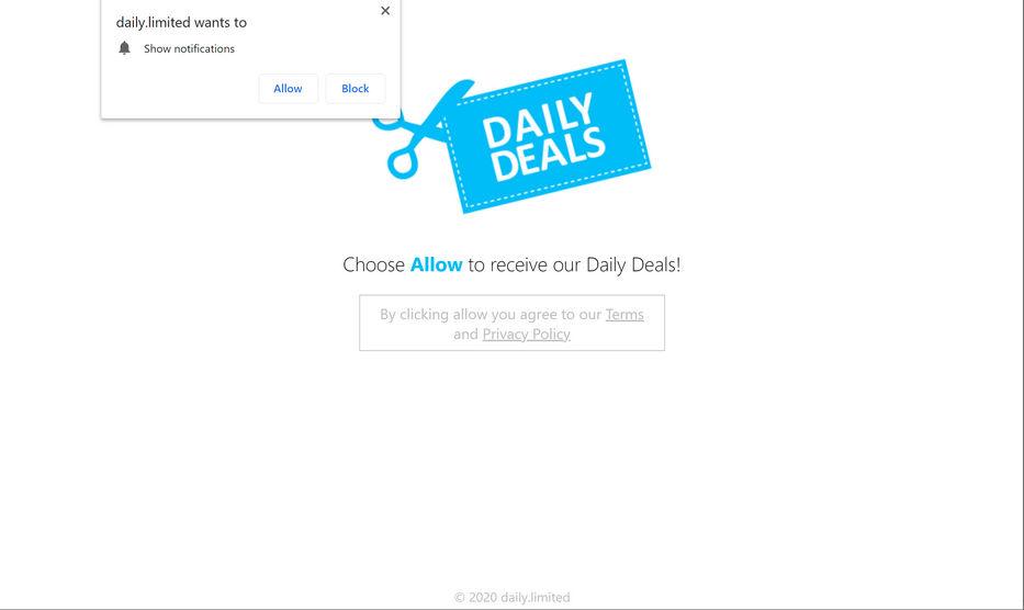 Image: Chrome browser is redirected to Daily.limited