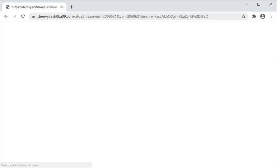 Image: Chrome browser is redirected to Derevya2sh8ka09.com