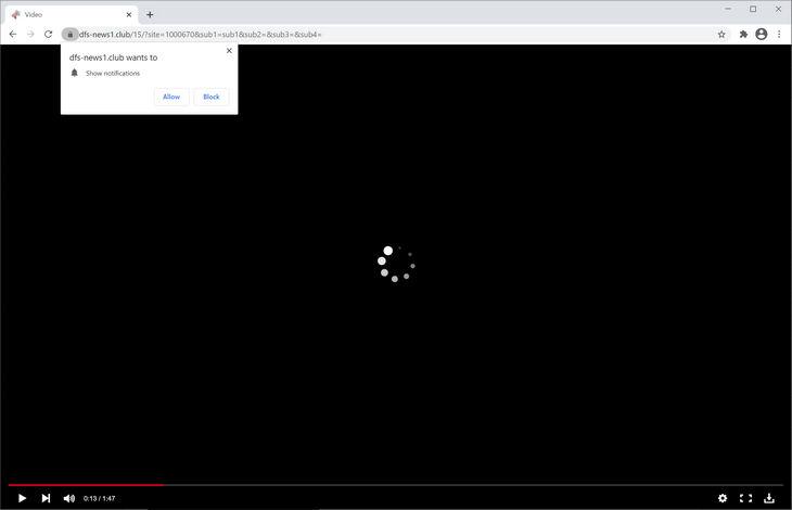 Image: Chrome browser is redirected to Dfs-news1.club