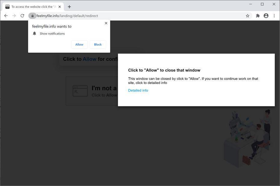 Image: Chrome browser is redirected to Feelmyfile.info