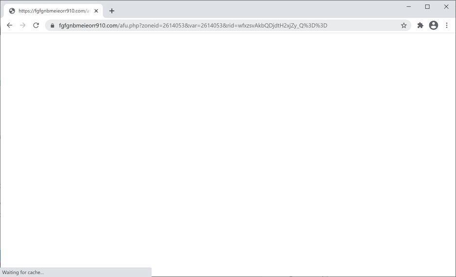 Image: Chrome browser is redirected to Fgfgnbmeieorr910.com