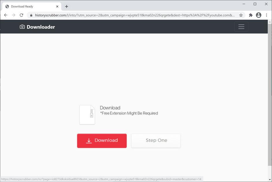 Image: Chrome browser is redirected to Historyscrubber.com