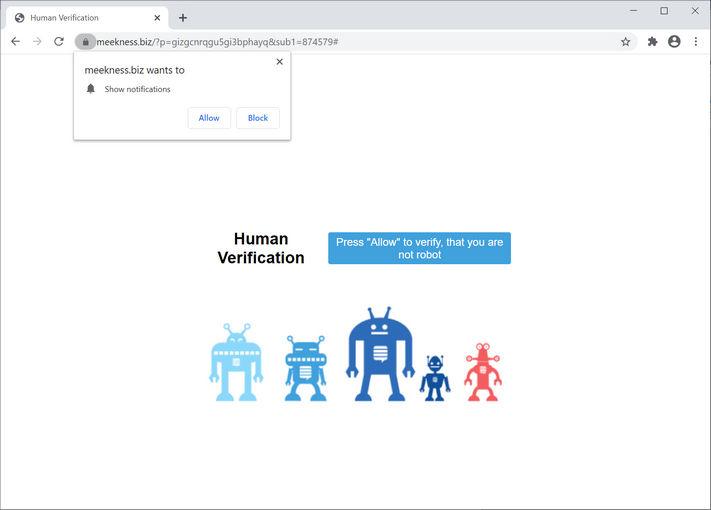 Image: Chrome browser is redirected to Meekness.biz