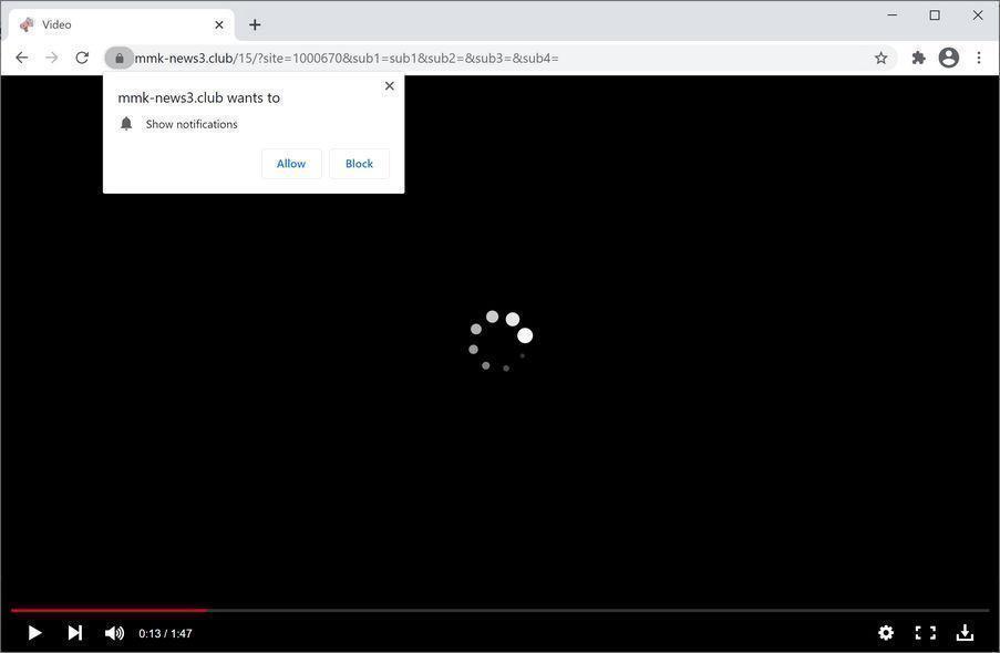 Image: Chrome browser is redirected to Mmk-news3.club