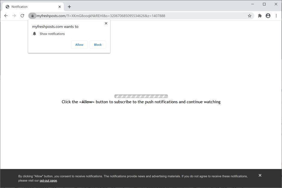 Image: Chrome browser is redirected to Myfreshposts.com