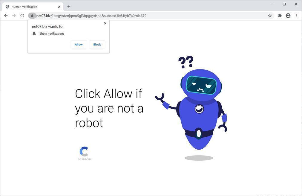 Image: Chrome browser is redirected to Net07.biz