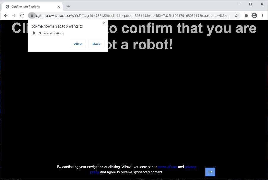 Image: Chrome browser is redirected to Nownersac.top
