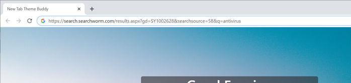 Image: Chrome browser is redirected to Search.searchworm.com