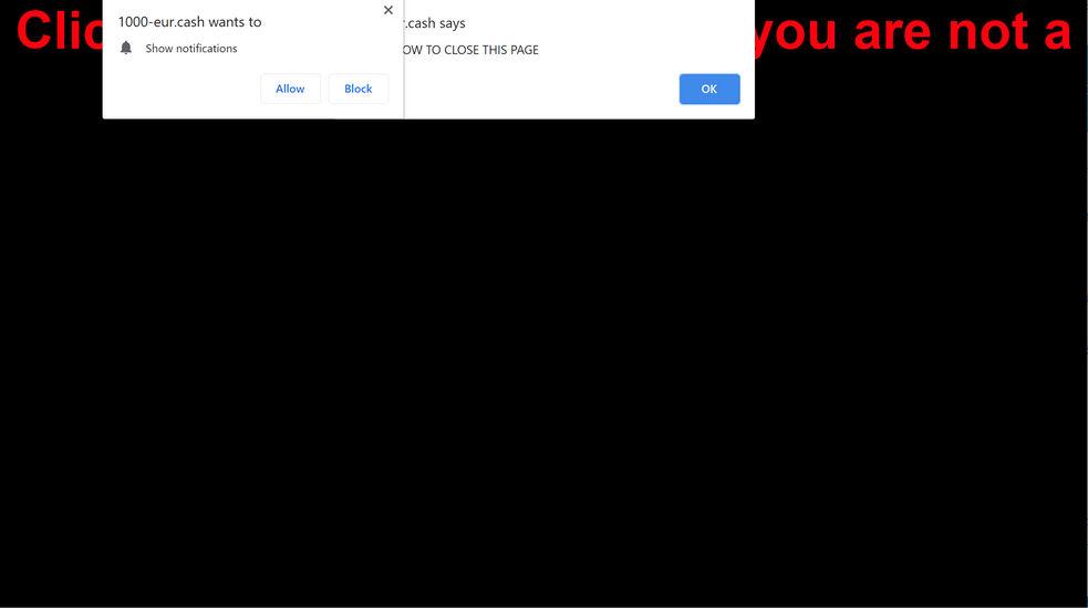 Image: Chrome browser is redirected to 1000-eur.cash