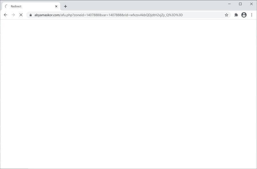 Image: Chrome browser is redirected to Abyamaskor.com