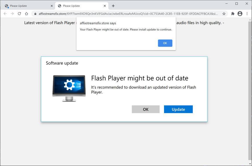 Image: Chrome browser is redirected to Affixstreamsfix.store