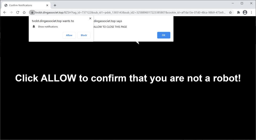Image: Chrome browser is redirected to Dingassociet.top