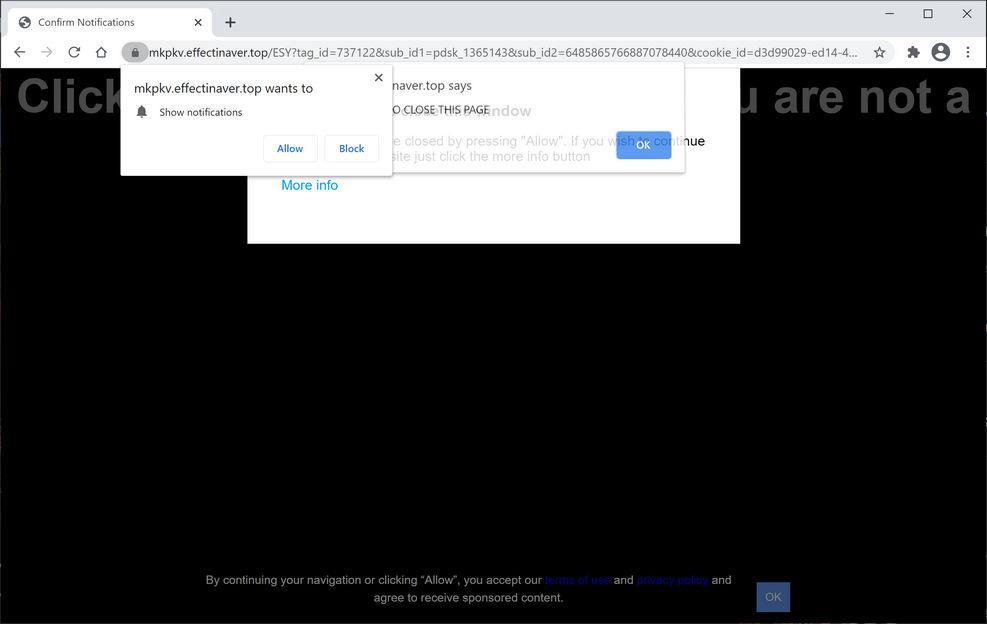 Image: Chrome browser is redirected to Effectinaver.top