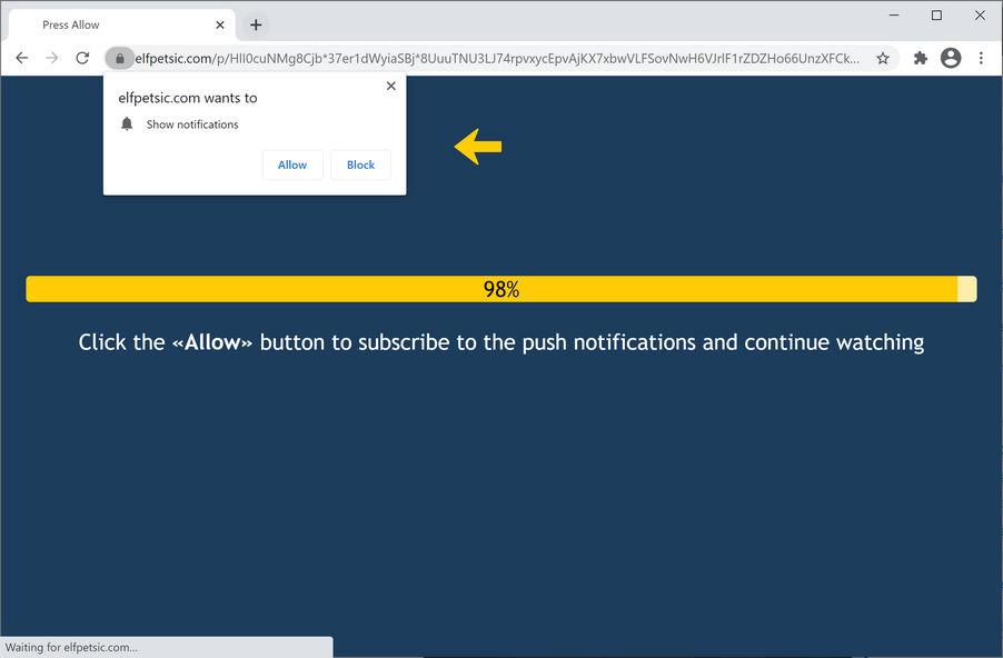 Image: Chrome browser is redirected to Elfpetsic.com
