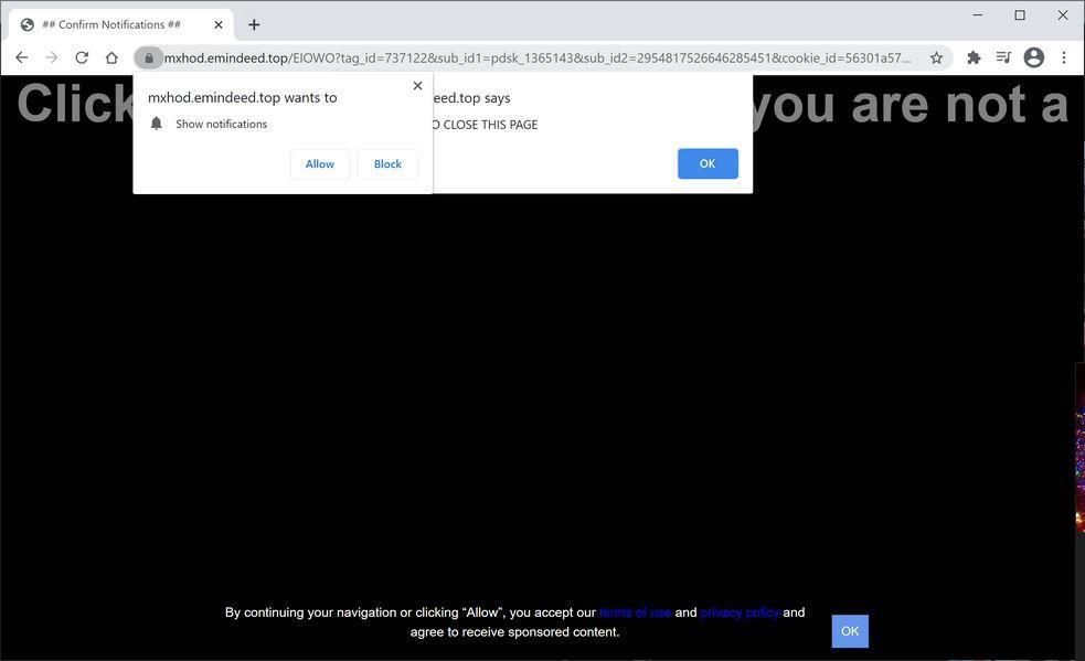 Image: Chrome browser is redirected to Emindeed.top