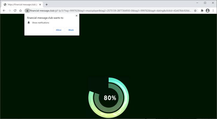 Image: Chrome browser is redirected to Financial-message.club