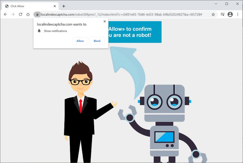 Image: Chrome browser is redirected to Localindexcaptcha.com