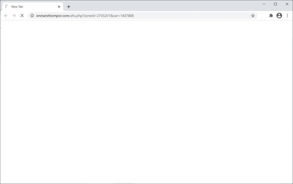 Image: Chrome browser is redirected to Onmarshtompor.com