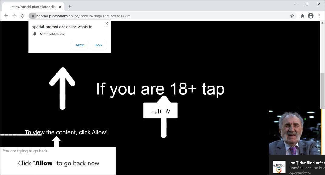 Image: Chrome browser is redirected to Special-promotions.online